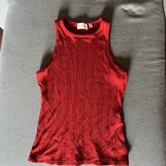 Cyrus Red Ribbed Tank Top - Picture 1 of 3